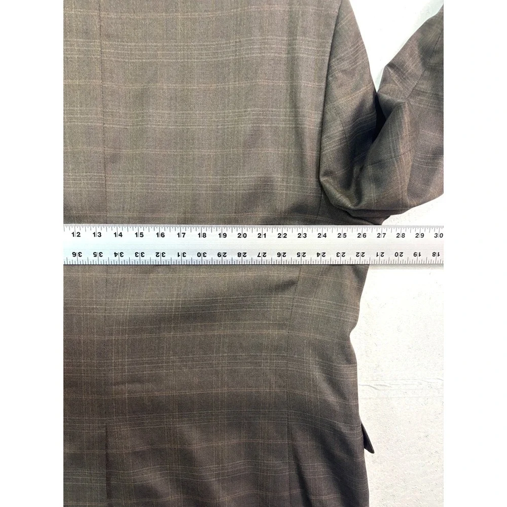 Jos A Bank 52L 100% Wool Blazer Jacket Sport Suit Coat‎ Plaid Brown Signature